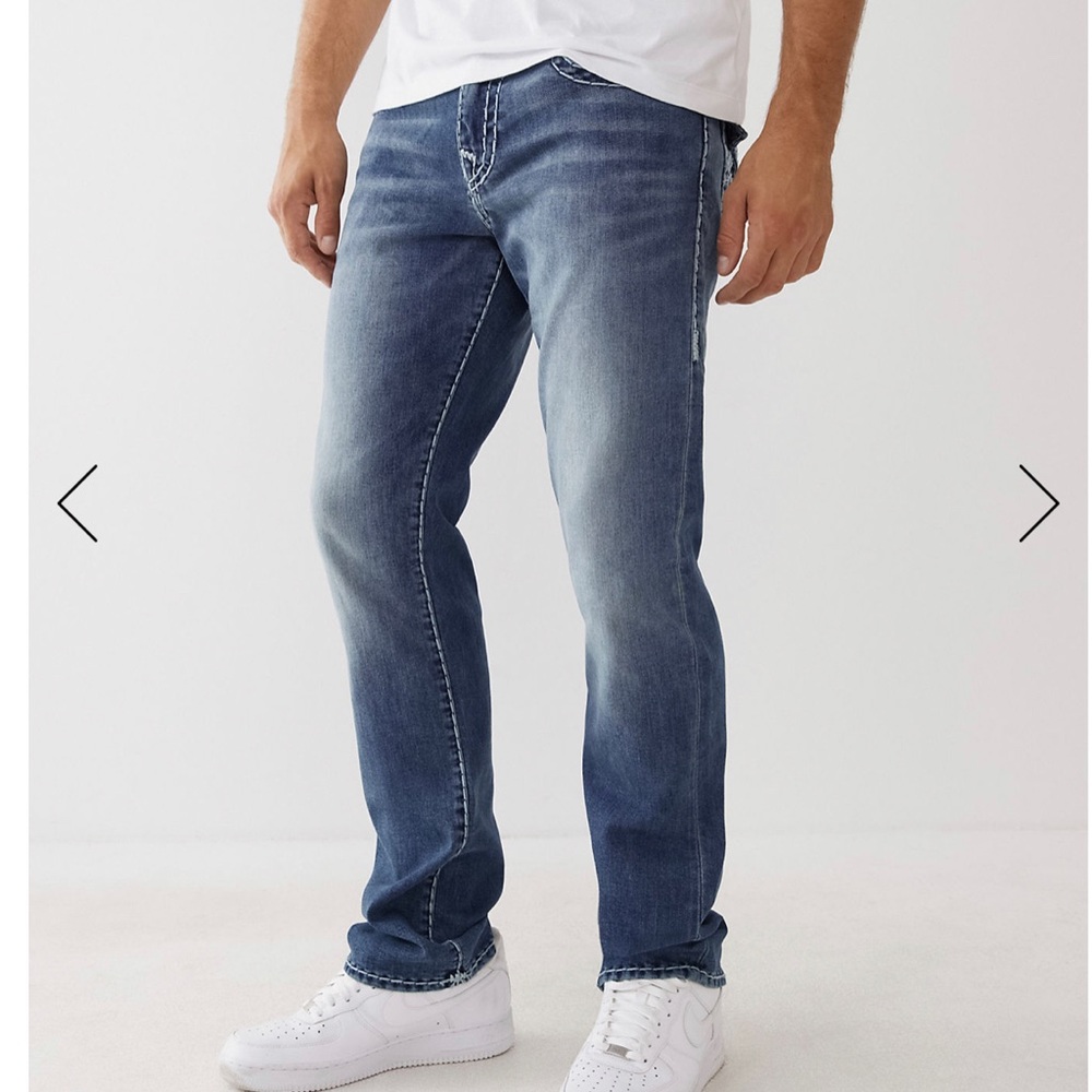 True Religion med wash blue relax skinny jeans.